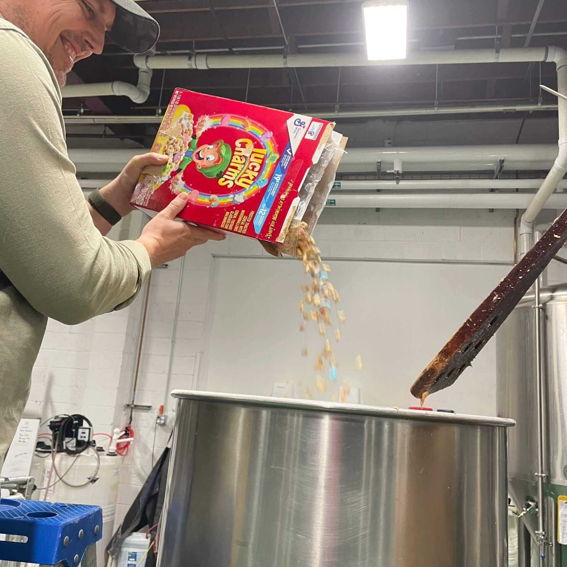 JP pouring in Lucky Charms